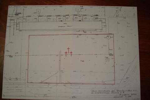 Схема незастроенного участка территории бывшего лагерного кладбища по состоянию на начало 2006 года. Составлена арх. Н.С. Делибалтовым