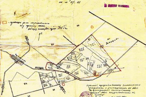 План участков Парголовского лесхоза, отведенных Комендатуре УНКВД ЛО для «специального назначения». Ленинград. 1938. Источник: Архив УФСБ по Санкт-Петербургу и Ленинградской области